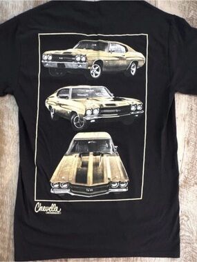 Chevelle Graphic Tee - Black with Gold Car Artwork